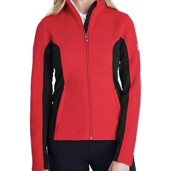 Spyder Constant Full-Zip Sweater Fleece Jacket Red Black Women’s NWT #187335 - Picture 3 of 10